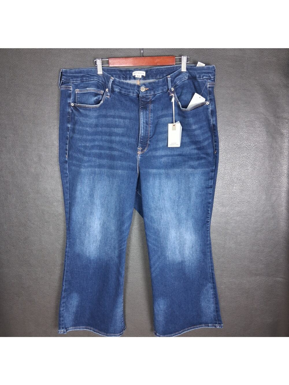 Good American Jeans Womens 28 to 32 Crop Mini Boot Good Legs Mid Rise Stretch